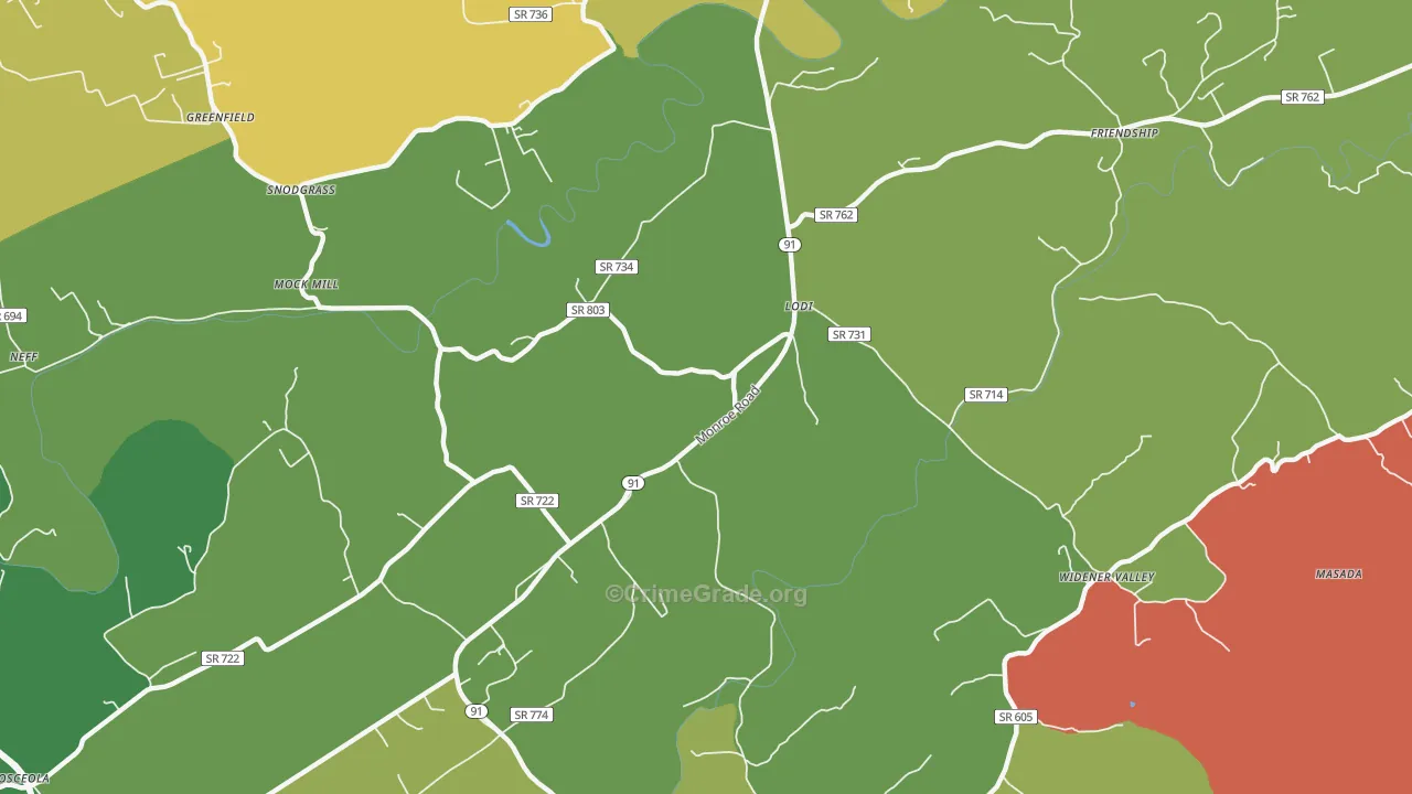 Lodi, VA Map of Murder Rates