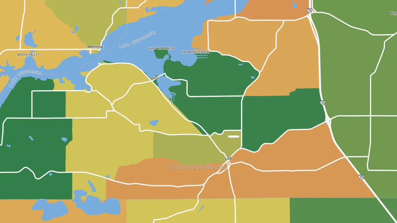 Lodi, WI Map of Murder Rates
