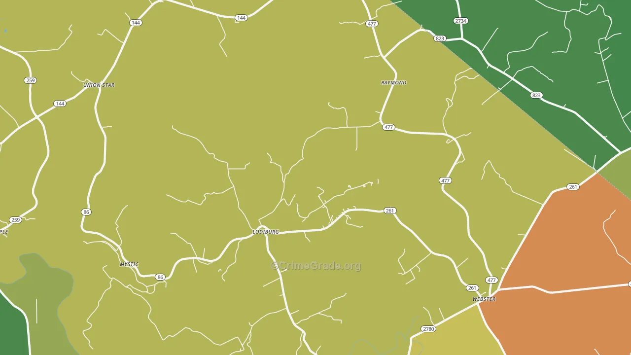 Lodiburg, KY Map of Murder Rates
