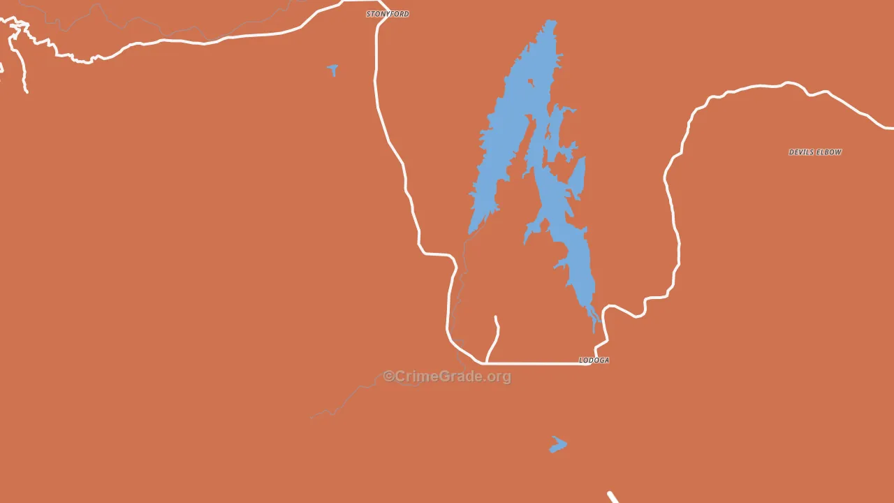 Lodoga, CA Map of Murder Rates