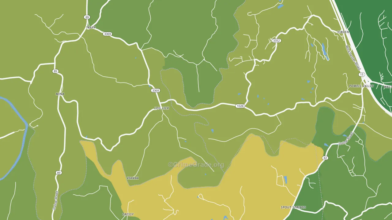 Log Lick, KY Map of Murder Rates