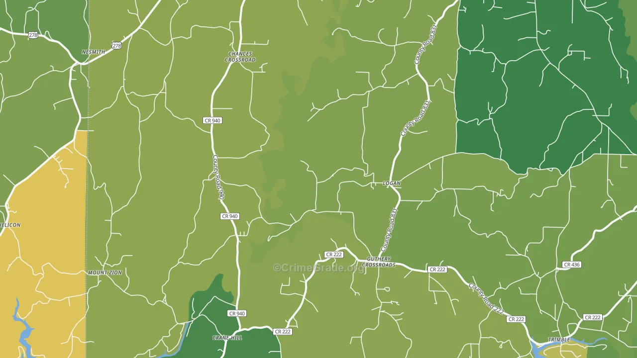 Logan, AL Map of Murder Rates