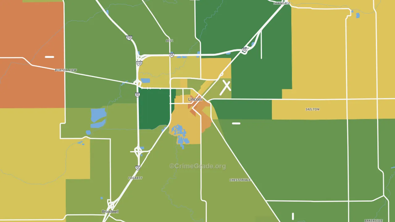 Logan County, IL Map of Murder Rates