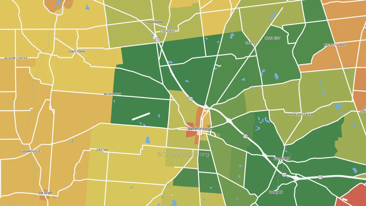 Logan County, OH Map of Murder Rates