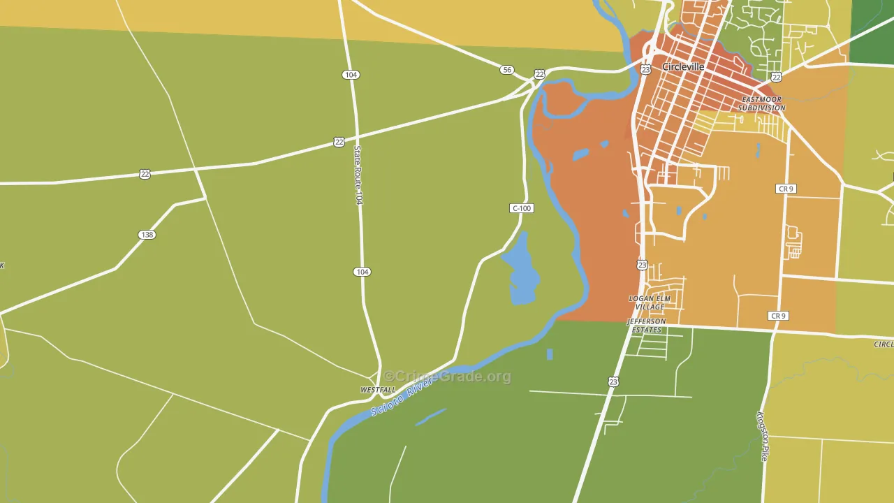 Logan Elm Village, OH Map of Murder Rates