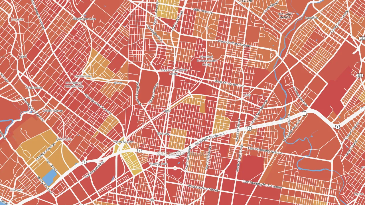 Logan-Ogontz-Fern Rock, Philadelphia, PA Map of Murder Rates