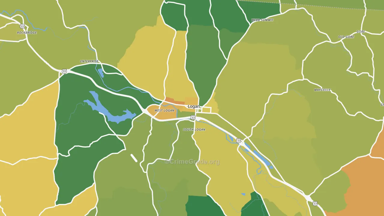 Logan, OH Map of Murder Rates