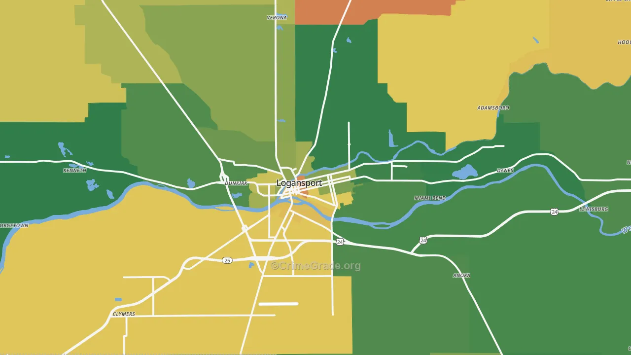 Logansport, IN Map of Murder Rates