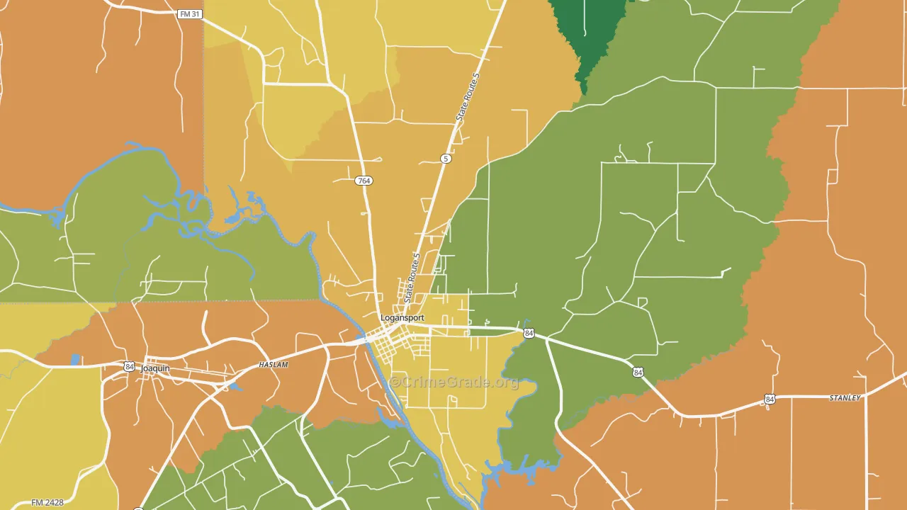 Logansport, LA Map of Murder Rates