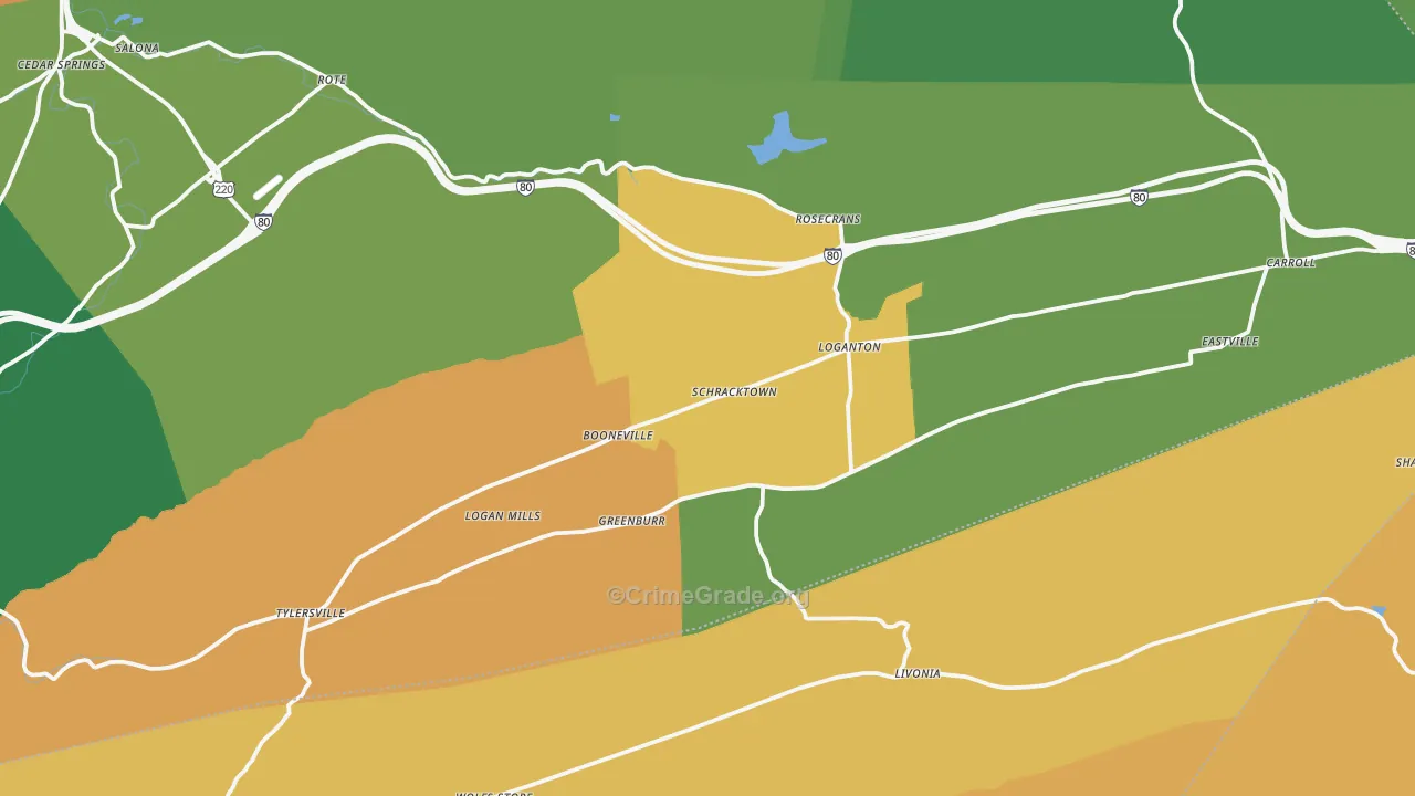 Loganton, PA Map of Murder Rates