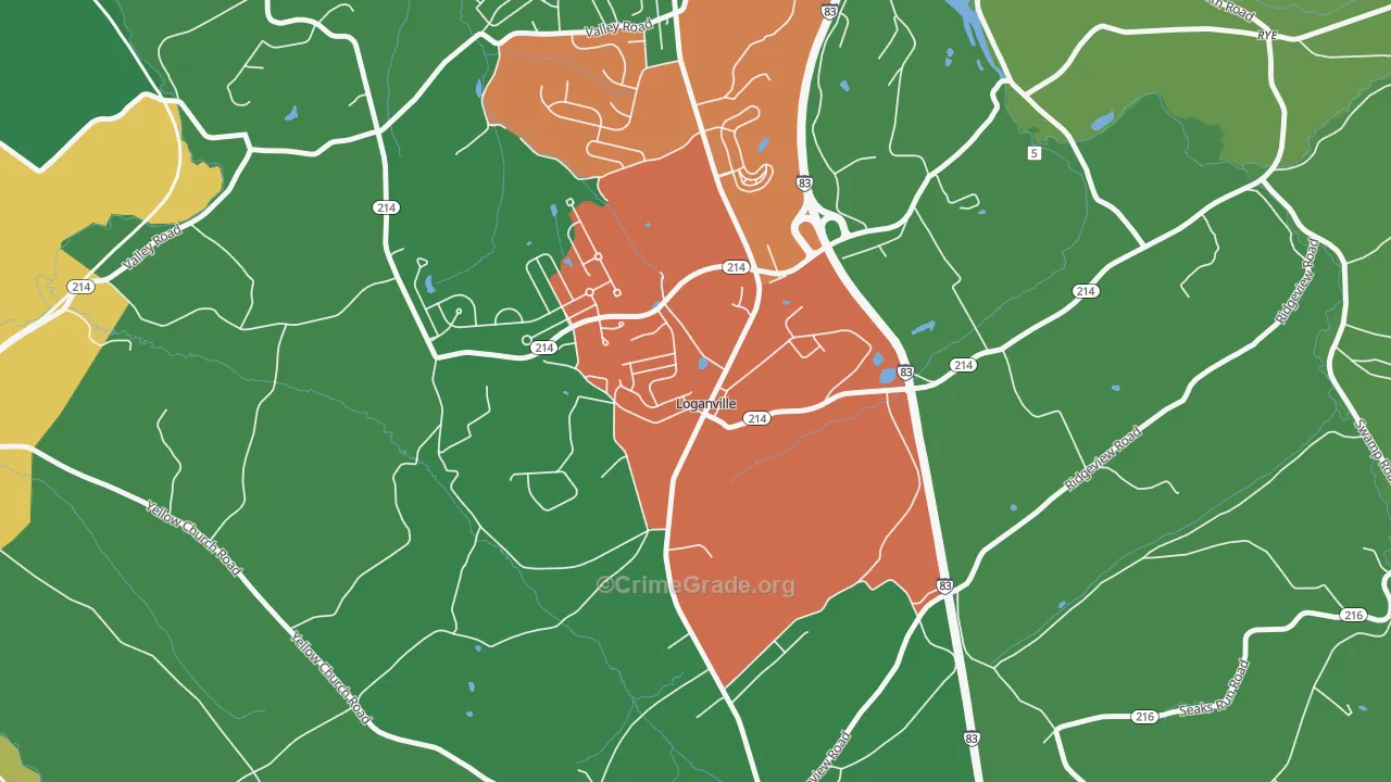 Loganville, PA Map of Murder Rates