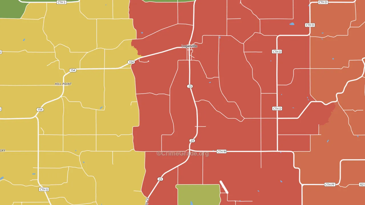 Loganville, WI Map of Murder Rates