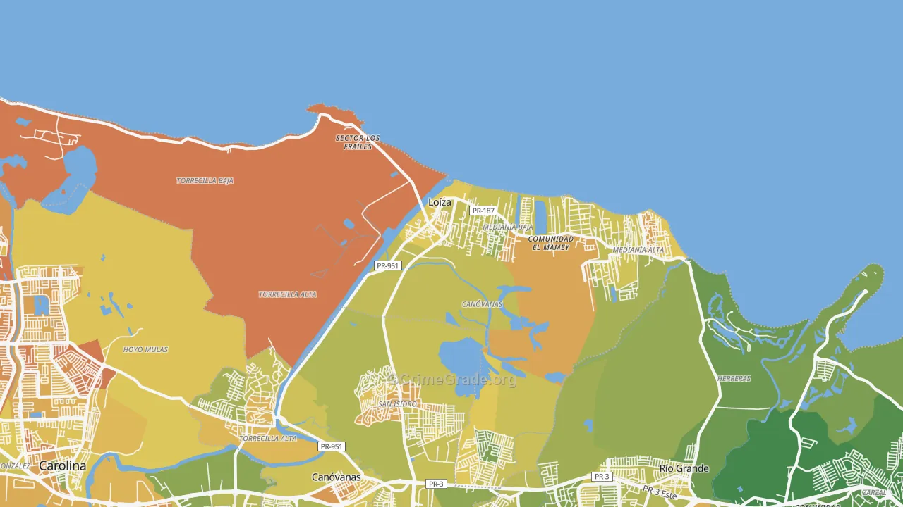 Loiza, PR Map of Murder Rates