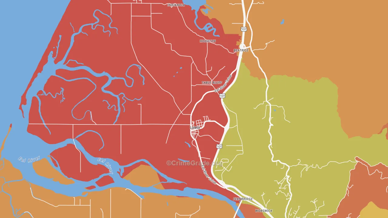 Loleta, CA Map of Murder Rates