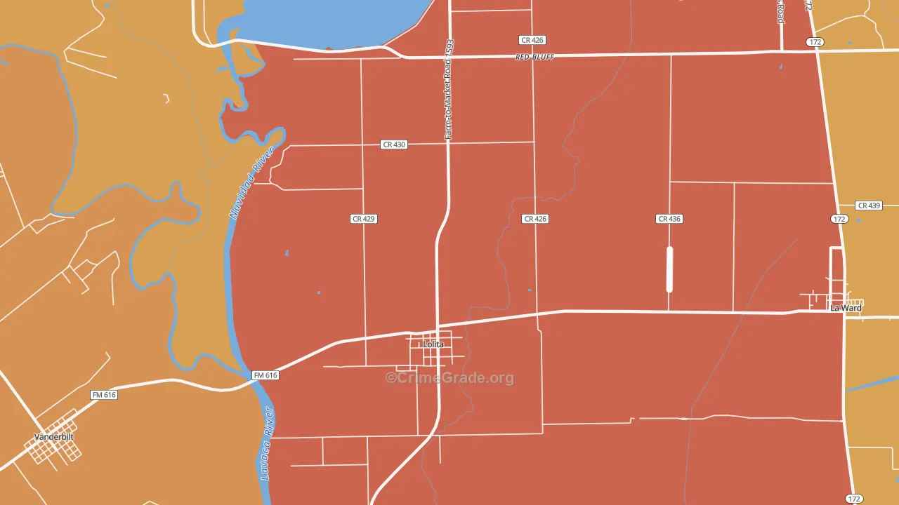 Lolita, TX Map of Murder Rates