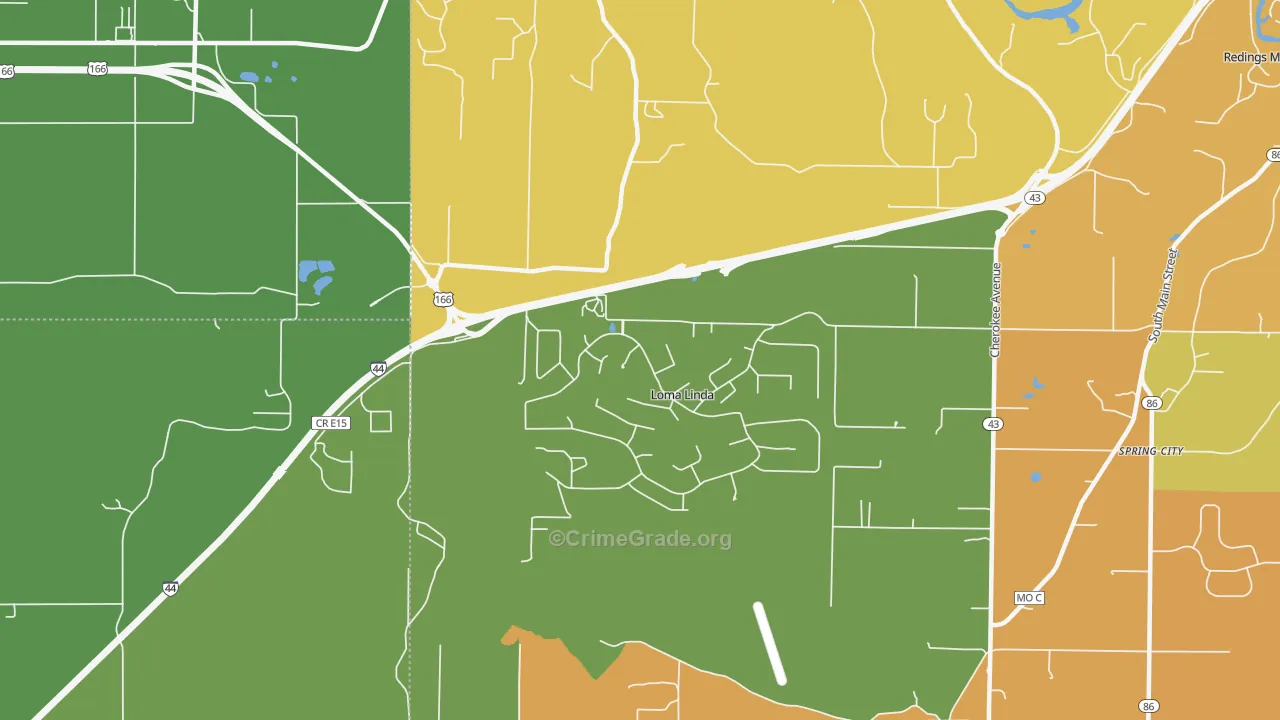 Loma Linda, MO Map of Murder Rates