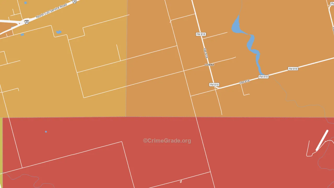 Lomax, TX Map of Murder Rates