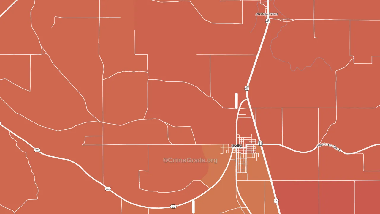 Lombardy, MS Map of Murder Rates
