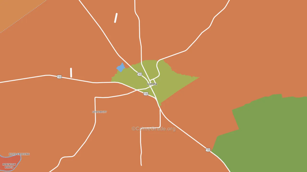 Lometa, TX Map of Murder Rates