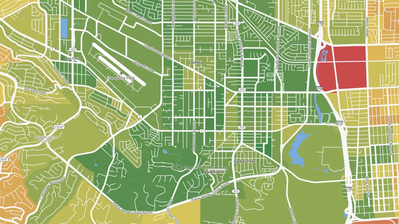 Lomita, CA Map of Murder Rates