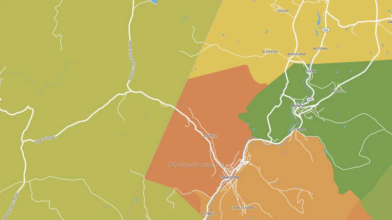Lonaconing, MD Map of Murder Rates