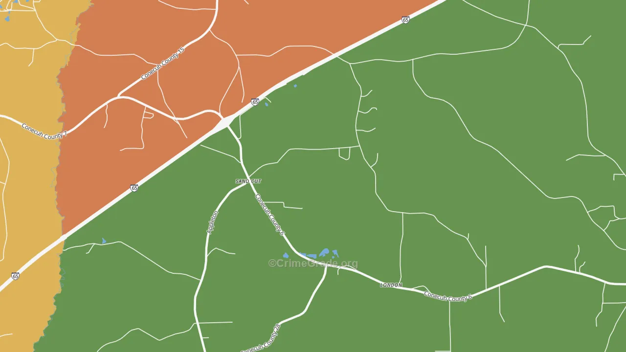 London, AL Map of Murder Rates