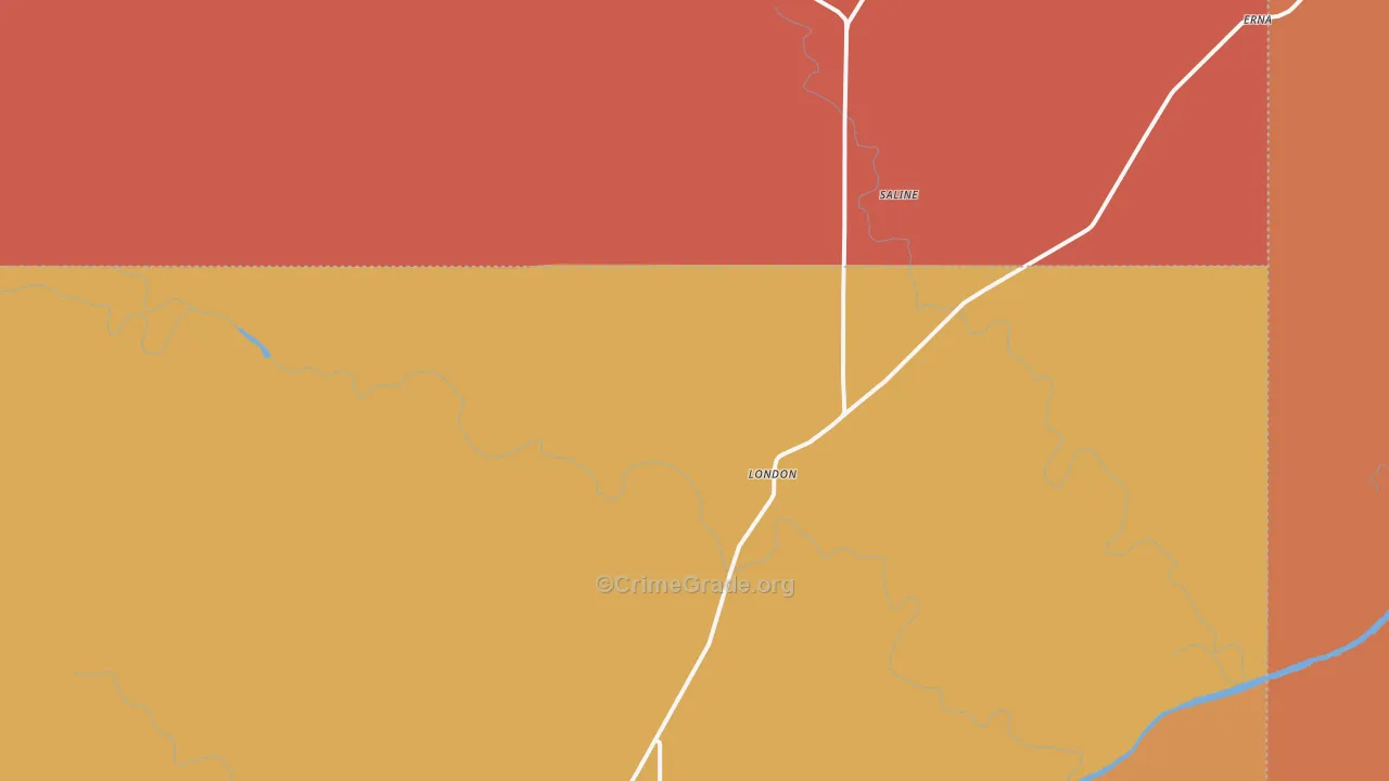 London, TX Map of Murder Rates