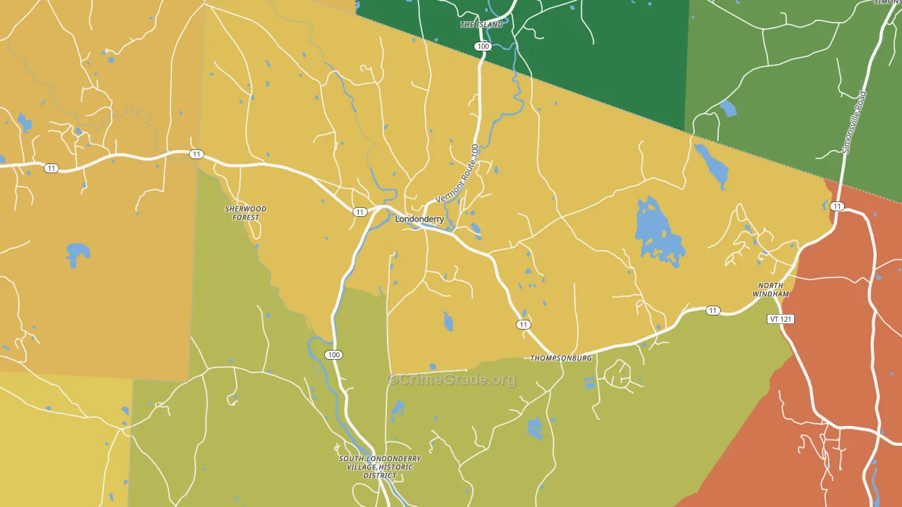 Londonderry, VT Map of Murder Rates