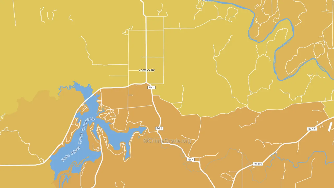 Lone Camp, TX Map of Murder Rates