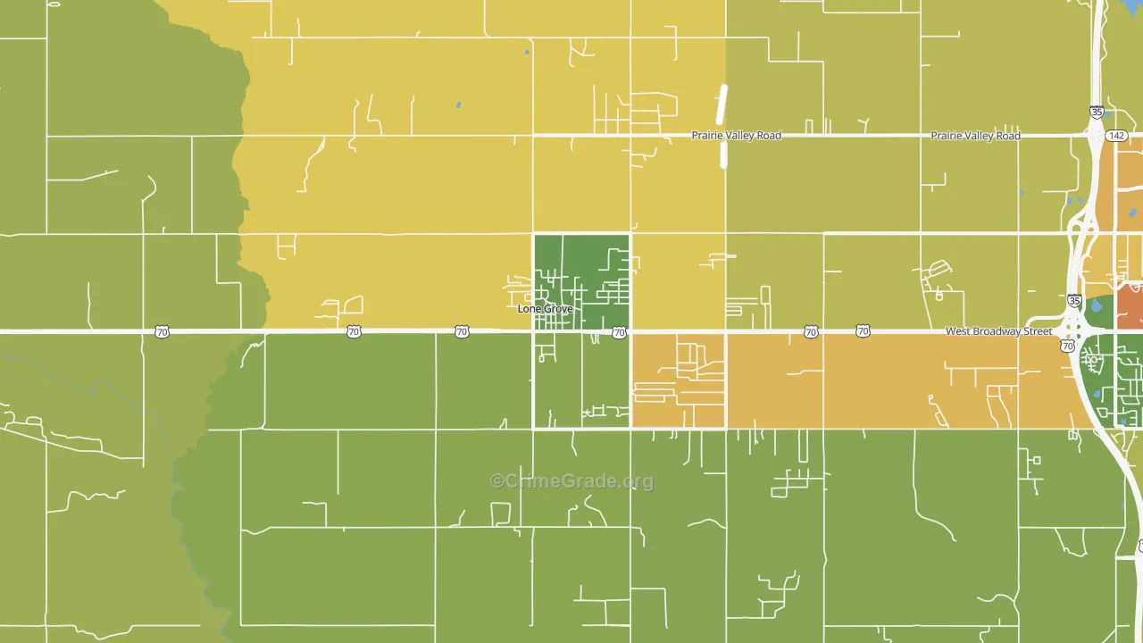 Lone Grove, OK Map of Murder Rates