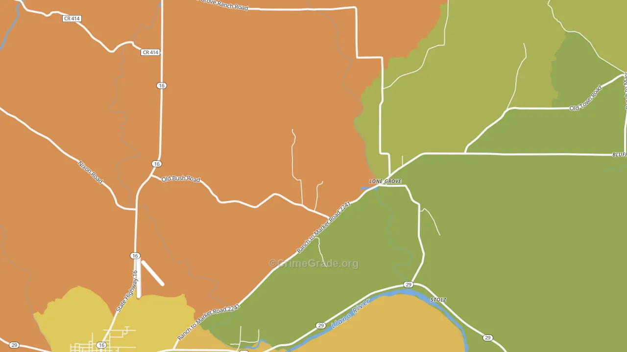 Lone Grove, TX Map of Murder Rates