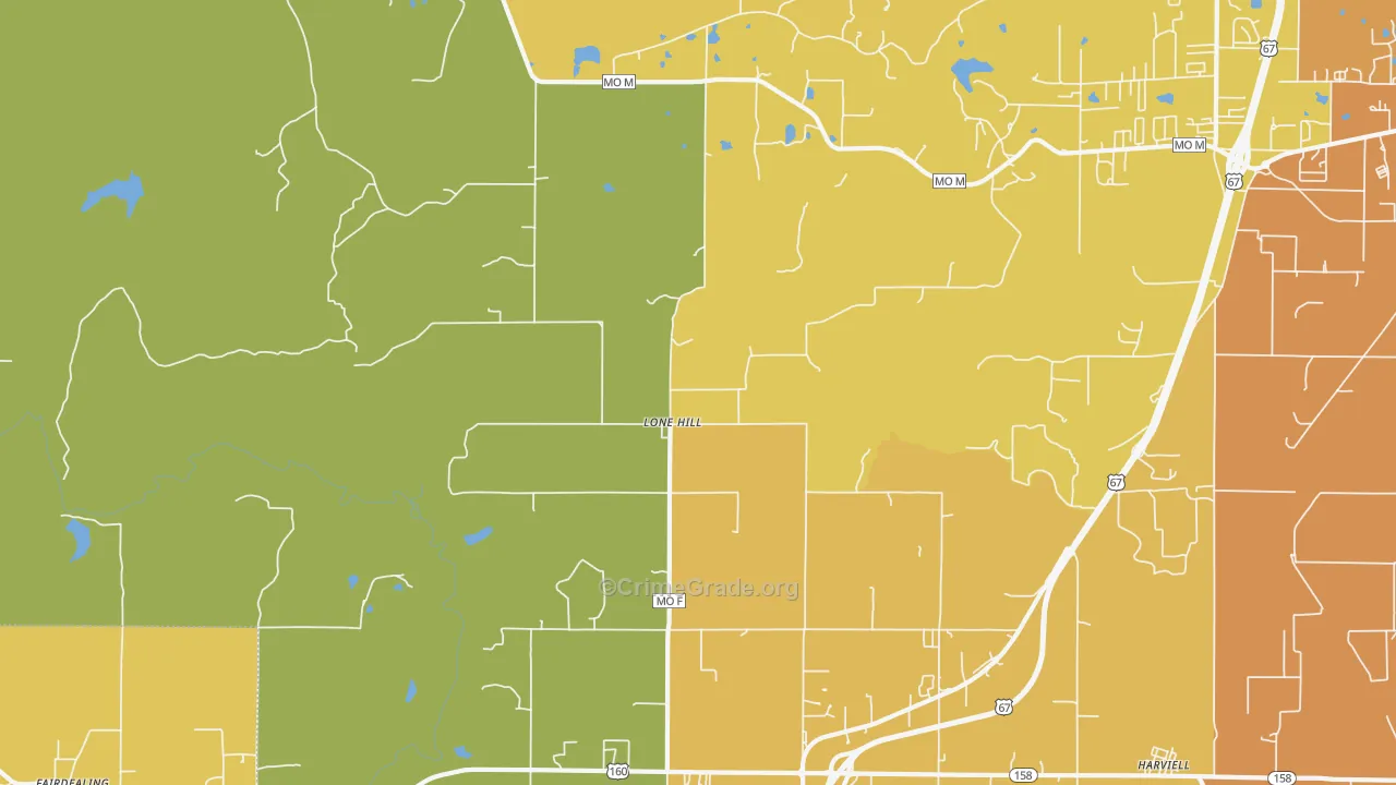 Lone Hill, MO Map of Murder Rates