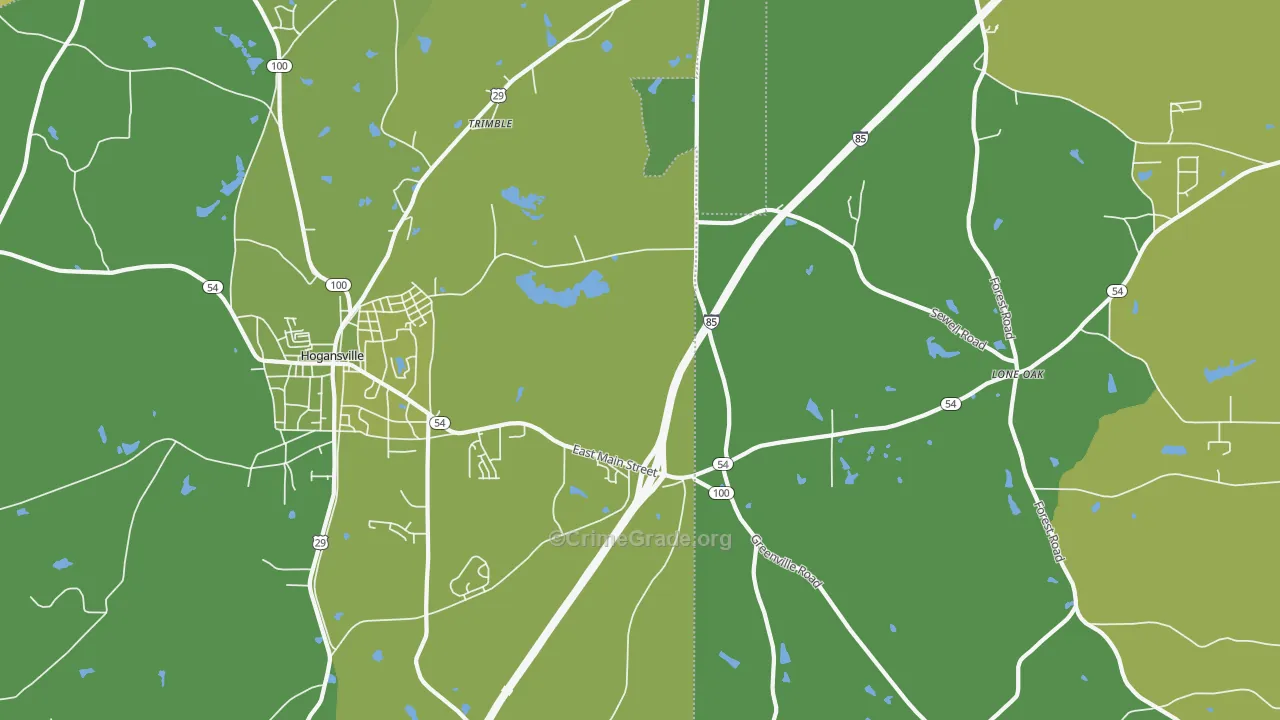 Lone Oak, GA Map of Murder Rates