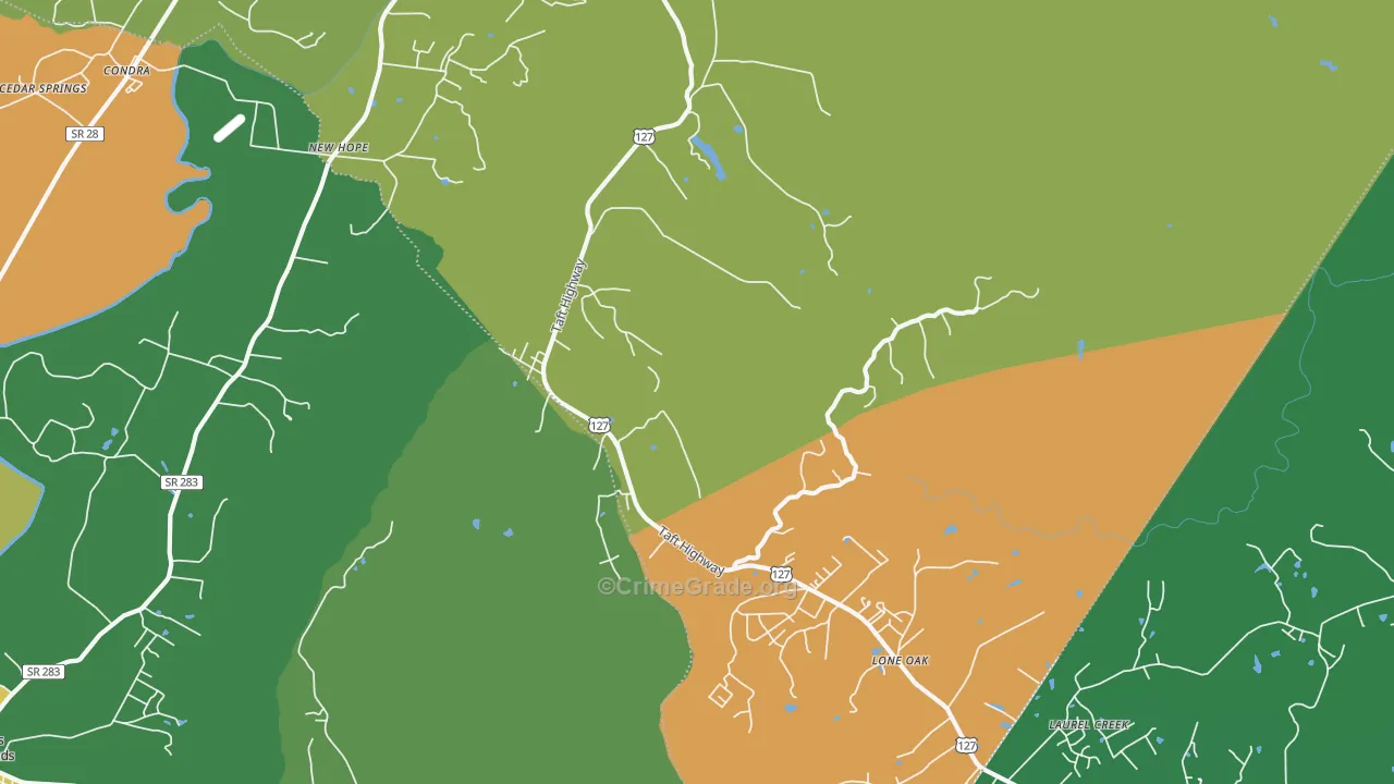 Lone Oak, TN Map of Murder Rates