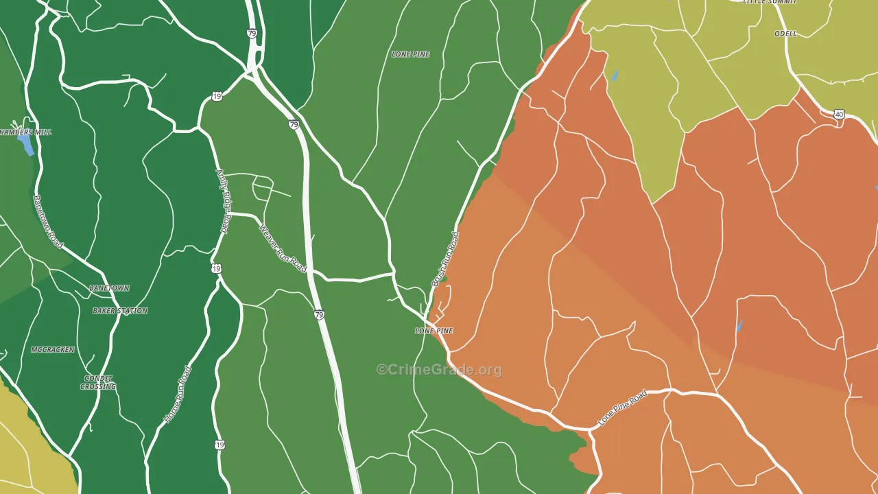Lone Pine, PA Map of Murder Rates