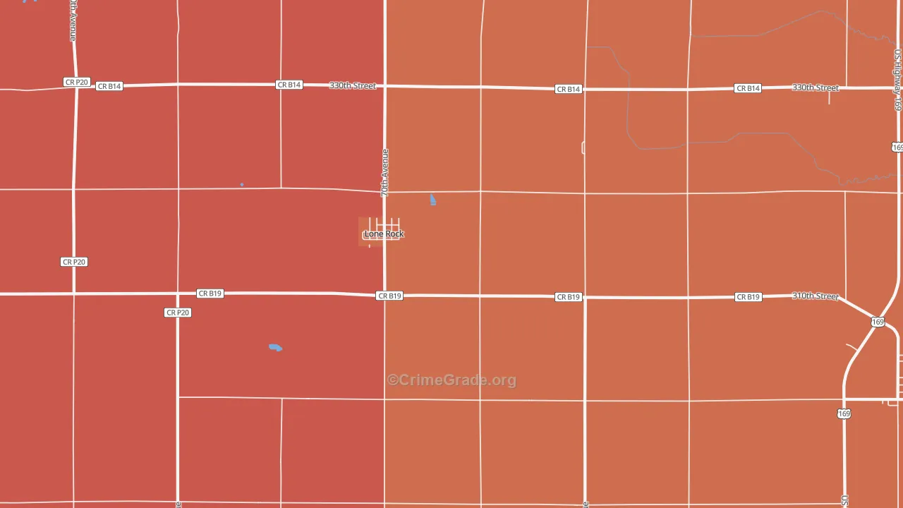 Lone Rock, IA Map of Murder Rates