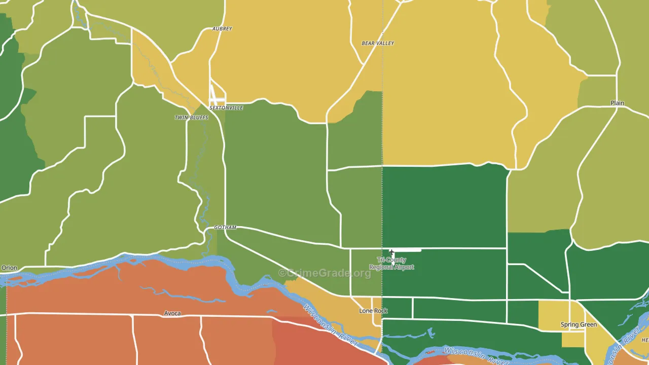 Lone Rock, WI Map of Murder Rates