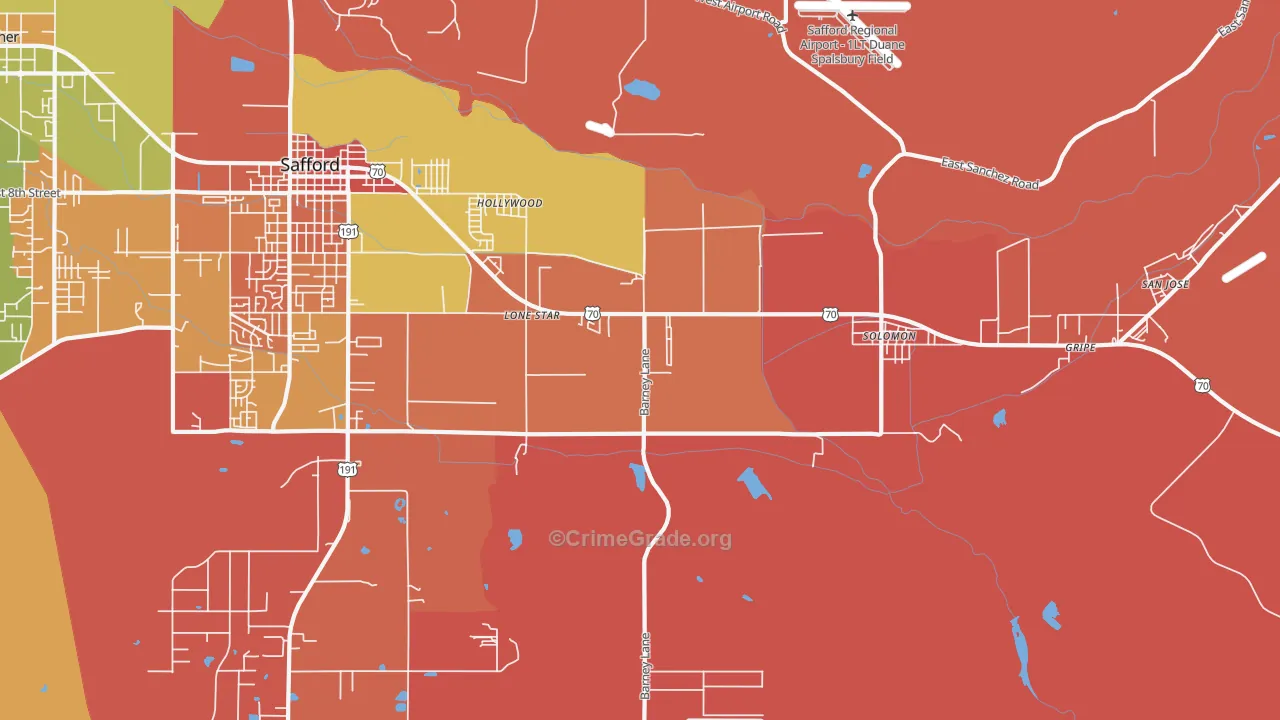 Lone Star, AZ Map of Murder Rates