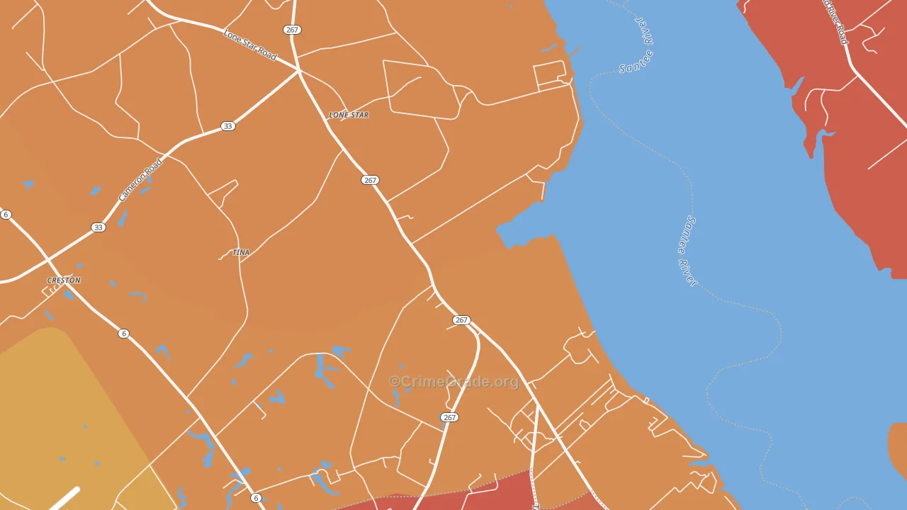 Lone Star, SC Map of Murder Rates