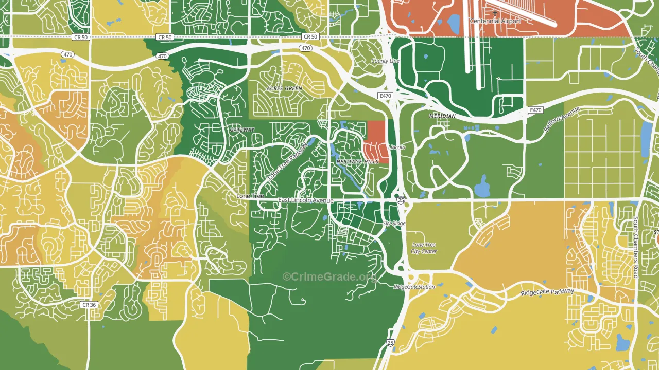 Lone Tree, CO Map of Murder Rates