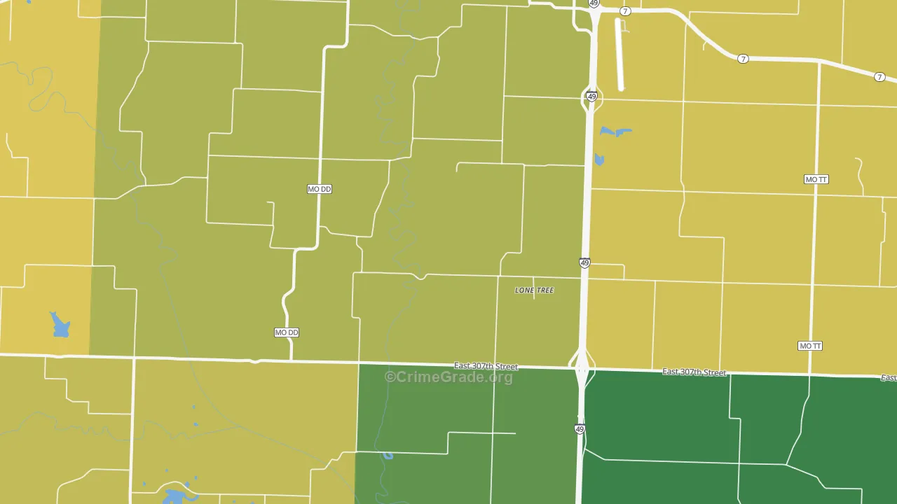 Lone Tree, MO Map of Murder Rates