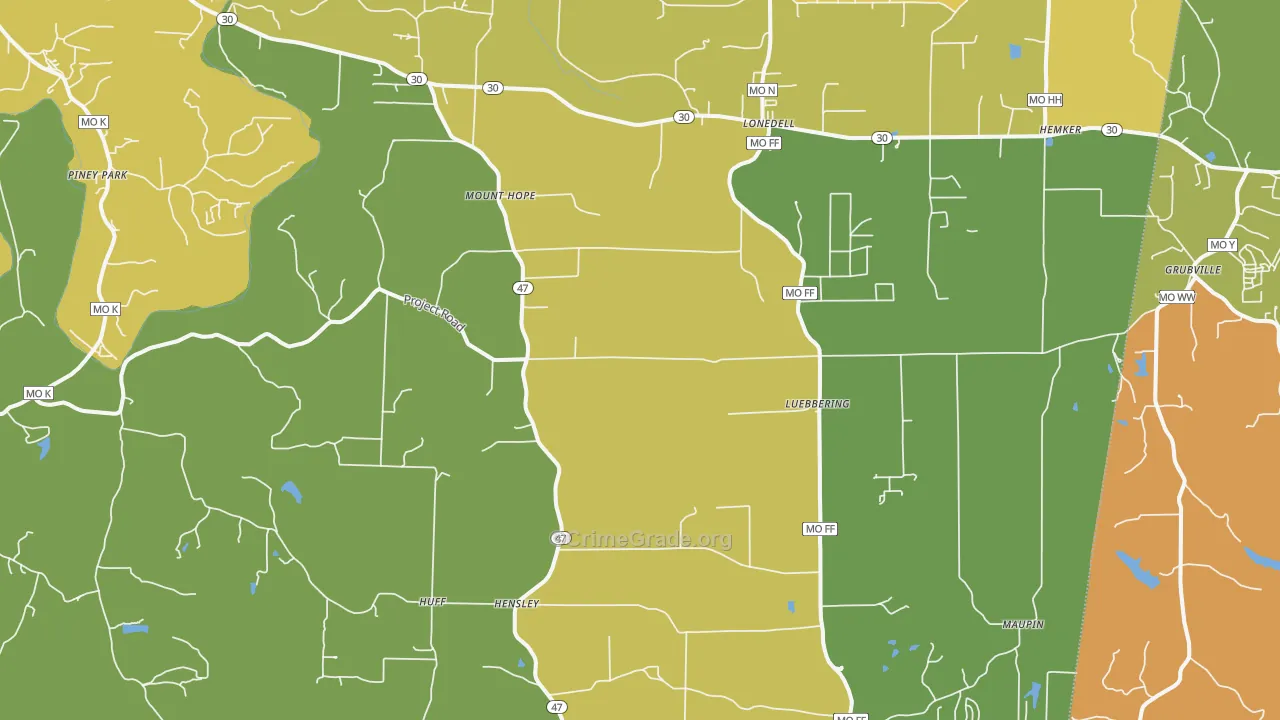 Lonedell, MO Map of Murder Rates