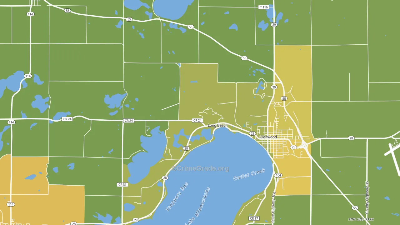 Long Beach, MN Map of Murder Rates