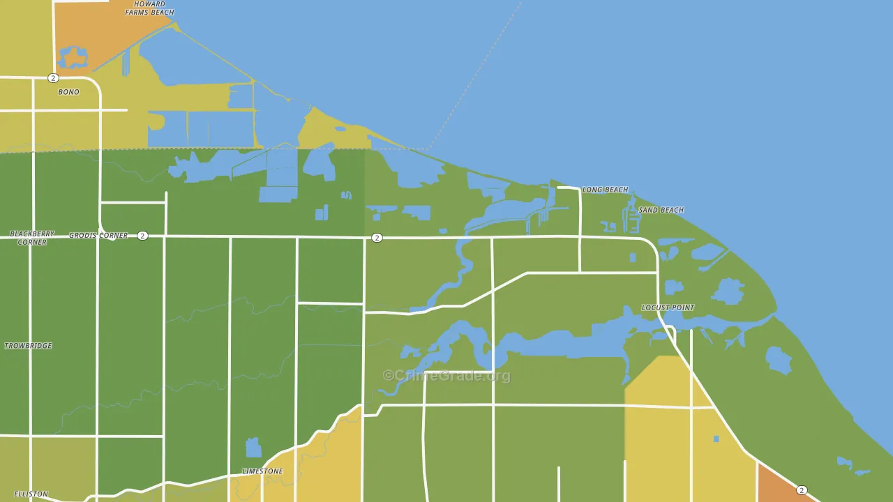 Long Beach, OH Map of Murder Rates