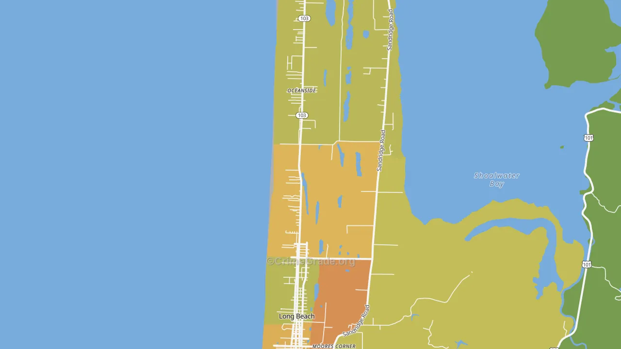 Long Beach, WA Map of Murder Rates