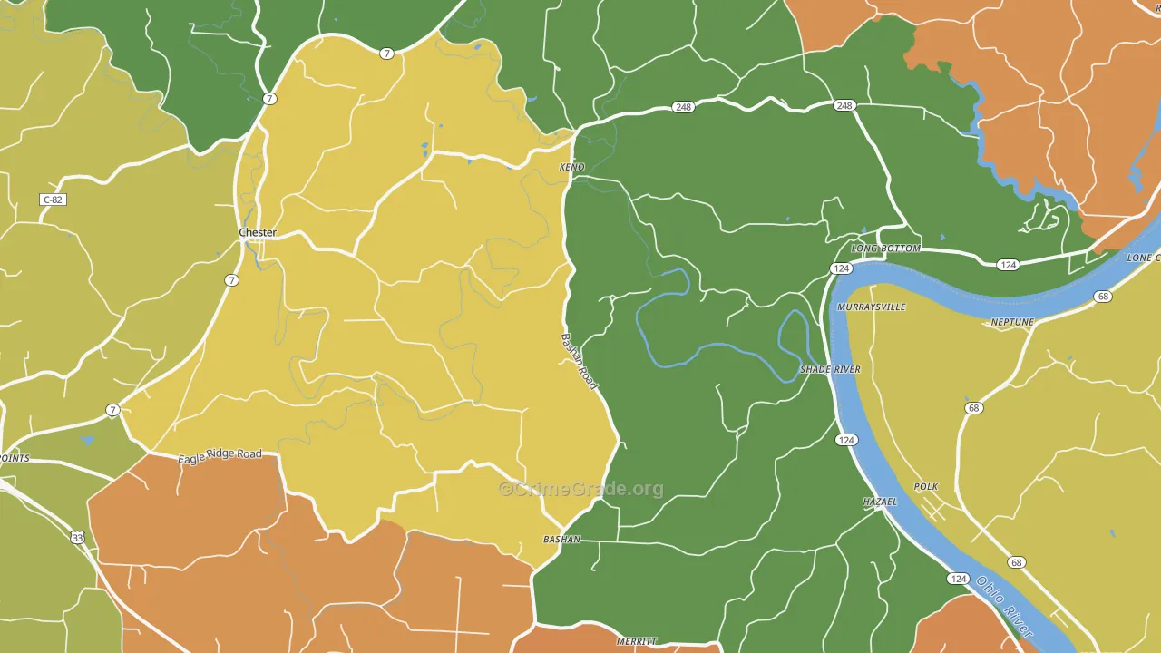 Long Bottom, OH Map of Murder Rates