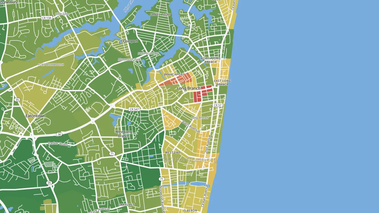 Long Branch, NJ Map of Murder Rates