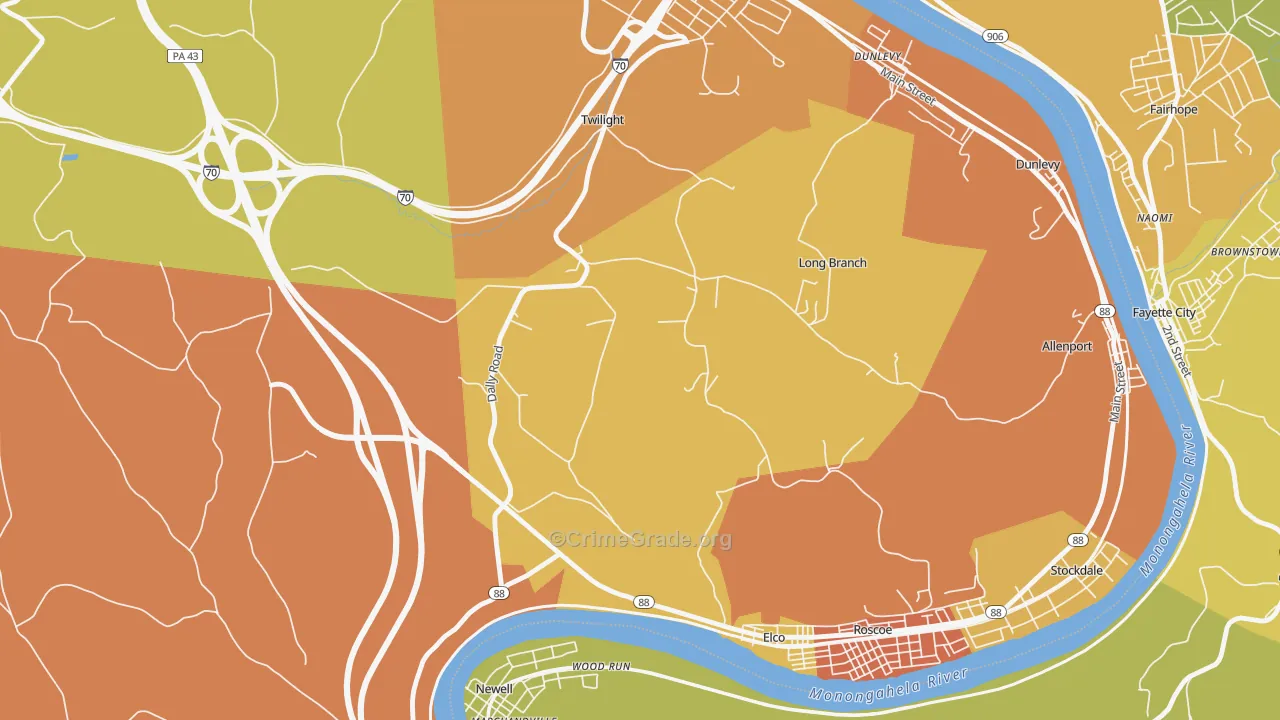 Long Branch, PA Map of Murder Rates