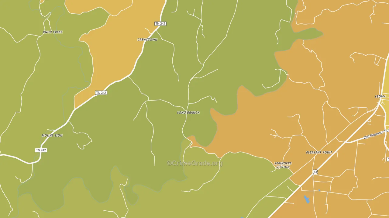 Long Branch, TN Map of Murder Rates