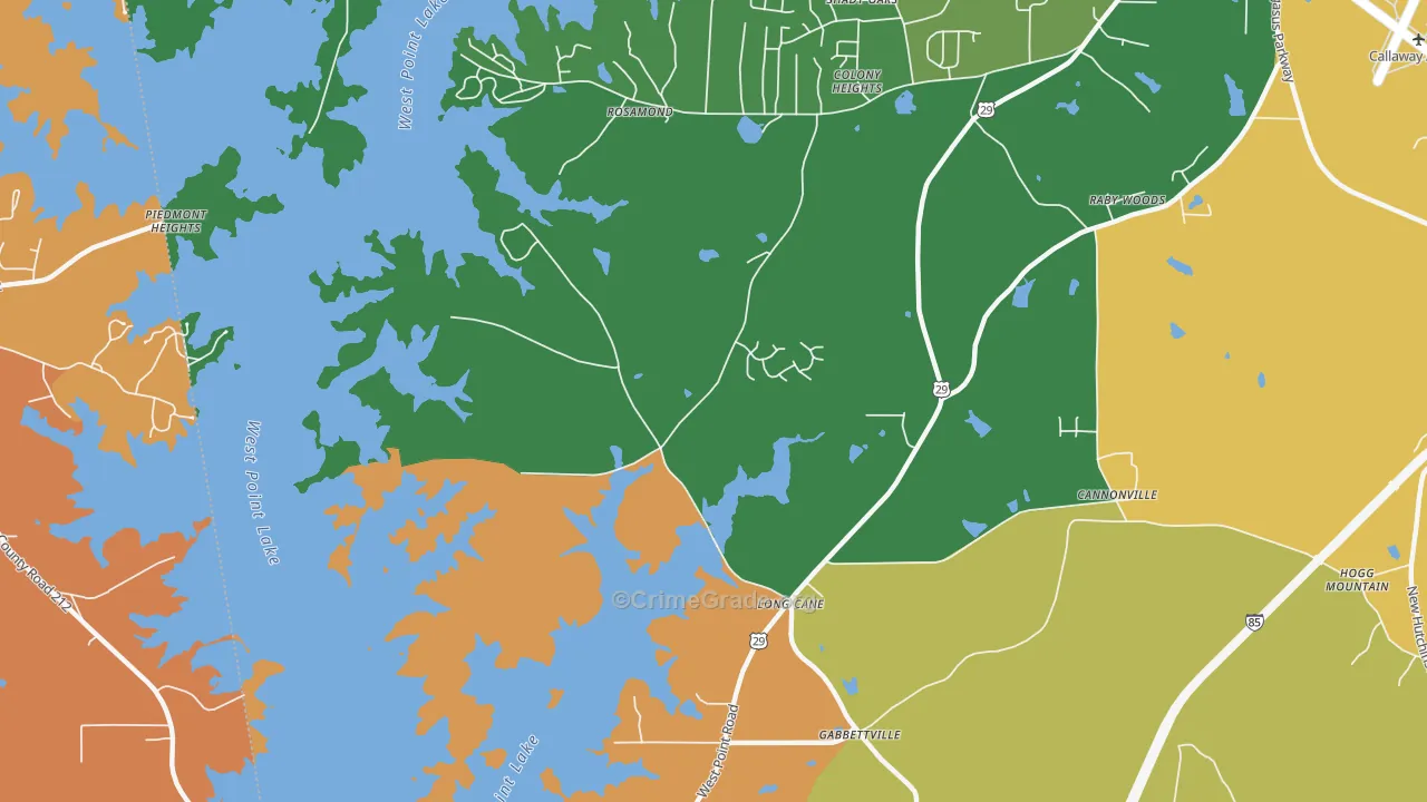 Long Cane, GA Map of Murder Rates